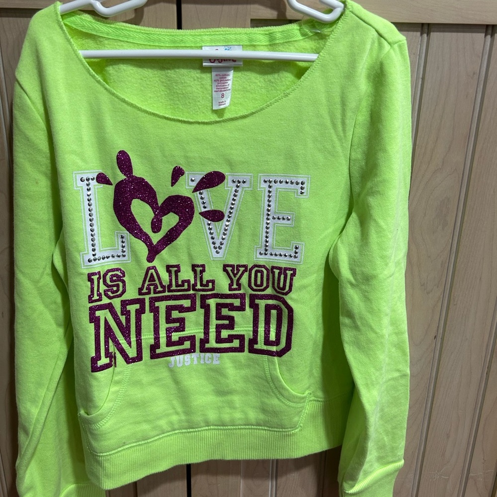 Justice girls green sweatshirt